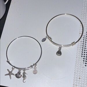 Silver Charm Bangle Bracelet Set